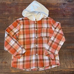 Rust/brown plaid button down shirt